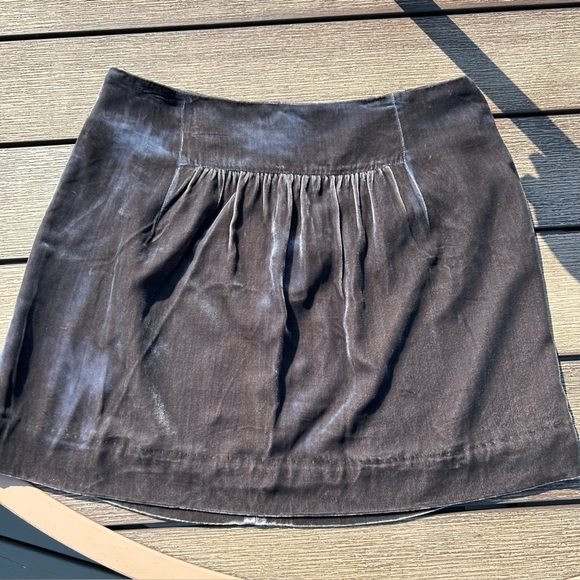 J. Crew Dresses & Skirts - J. Crew Shimmer Grey/Silver Velvety Feel Gathered Mini Skirt Size 14